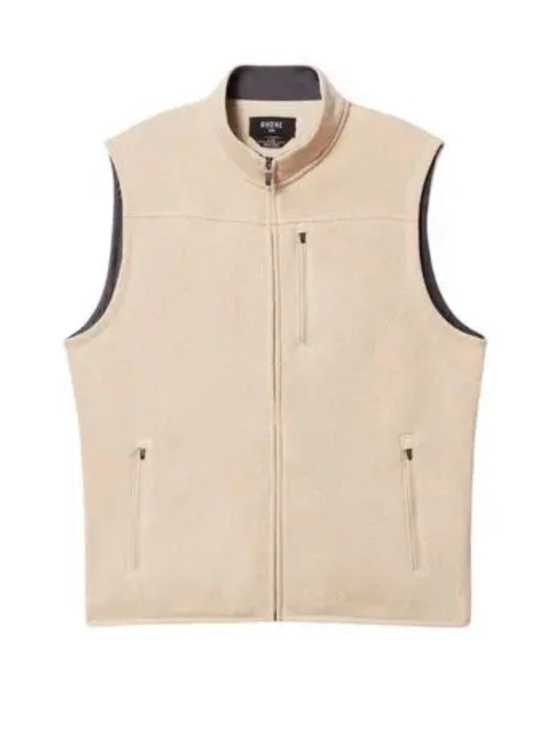 RHONE Men's Cream Sherpa Fleece Vest with Black Trim